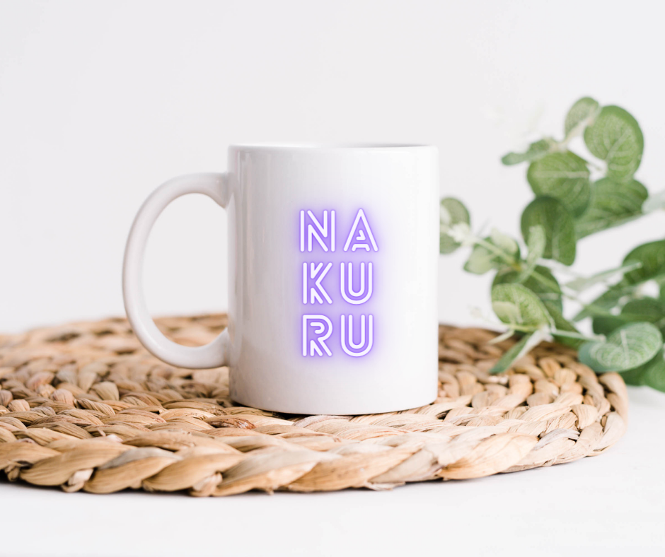 Kenya Towns & Cities 11oz White Mug in Red or Purple (Single, x1)